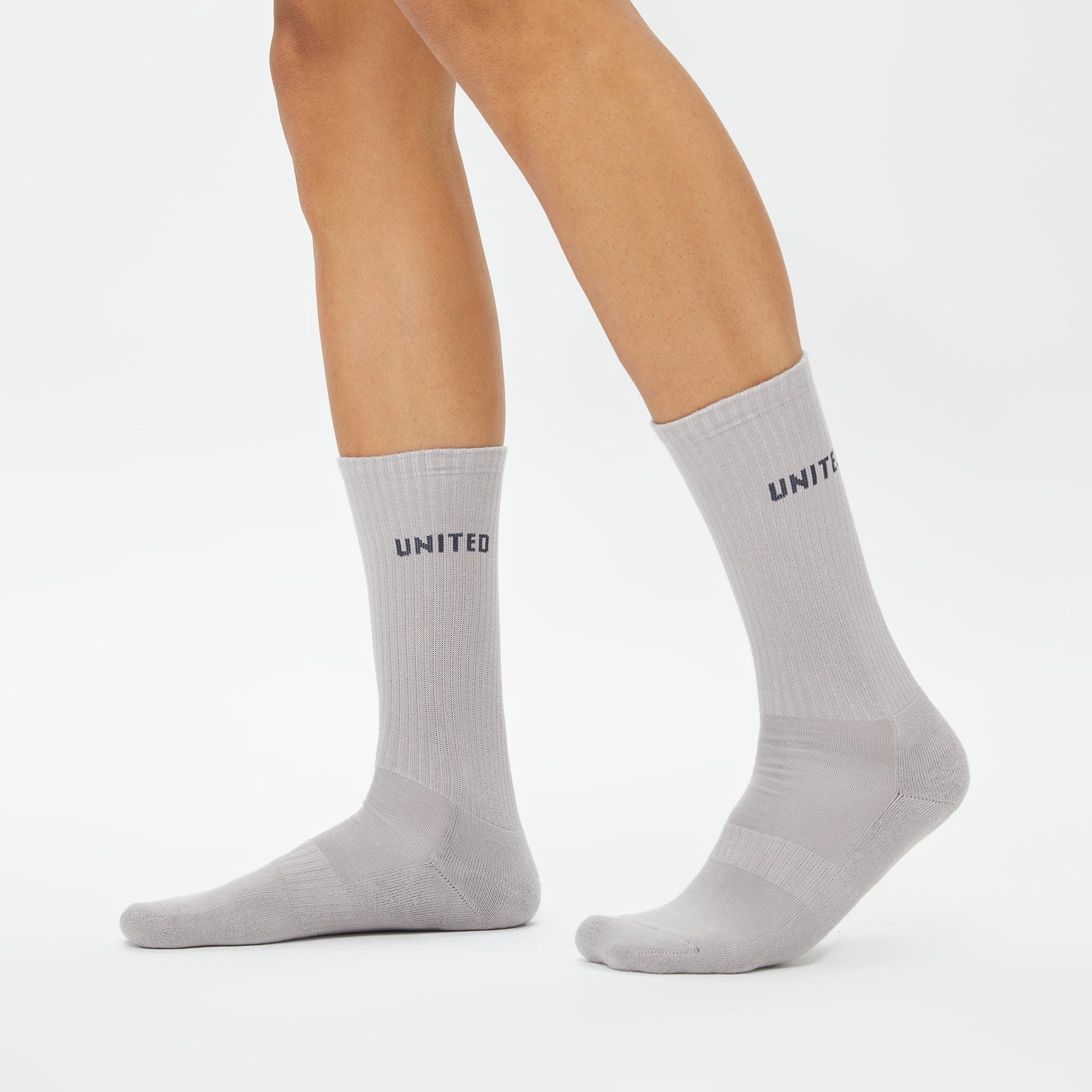 UNITED4 Unisex Beyaz/Siyah/Gri 3'lü Çorap