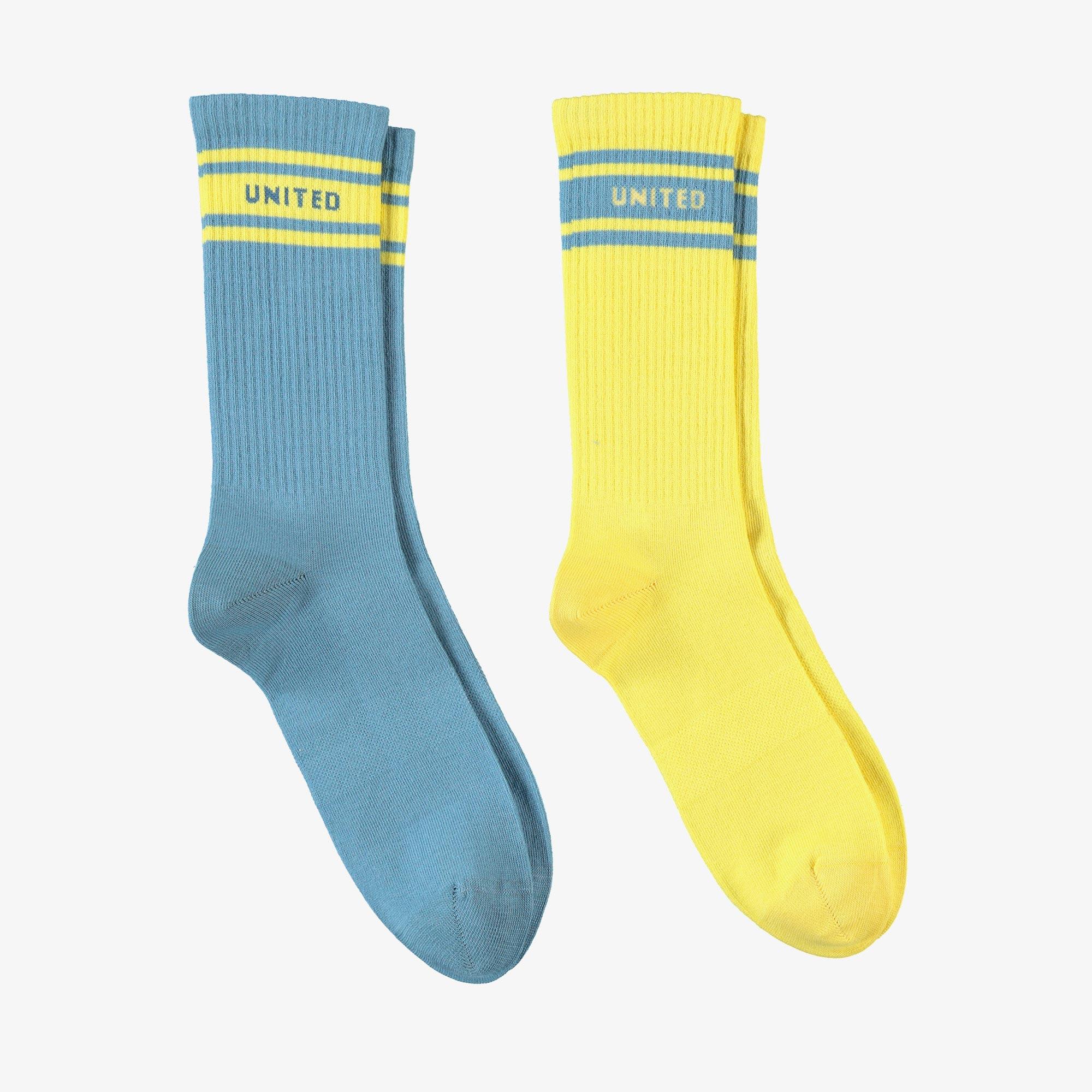 UNITED4 Erkek Mavi/Sarı 2'li Çorap