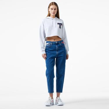  Tommy Jeans Letterman Kadın Gri Sweatshirt