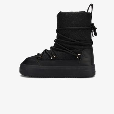  Tommy Hilfiger Lace-Up Monogram Kadın Siyah Bot