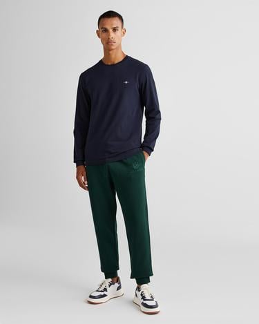  GANT Erkek Lacivert Slim Fit Bisiklet Yaka Uzun Kollu T-Shirt