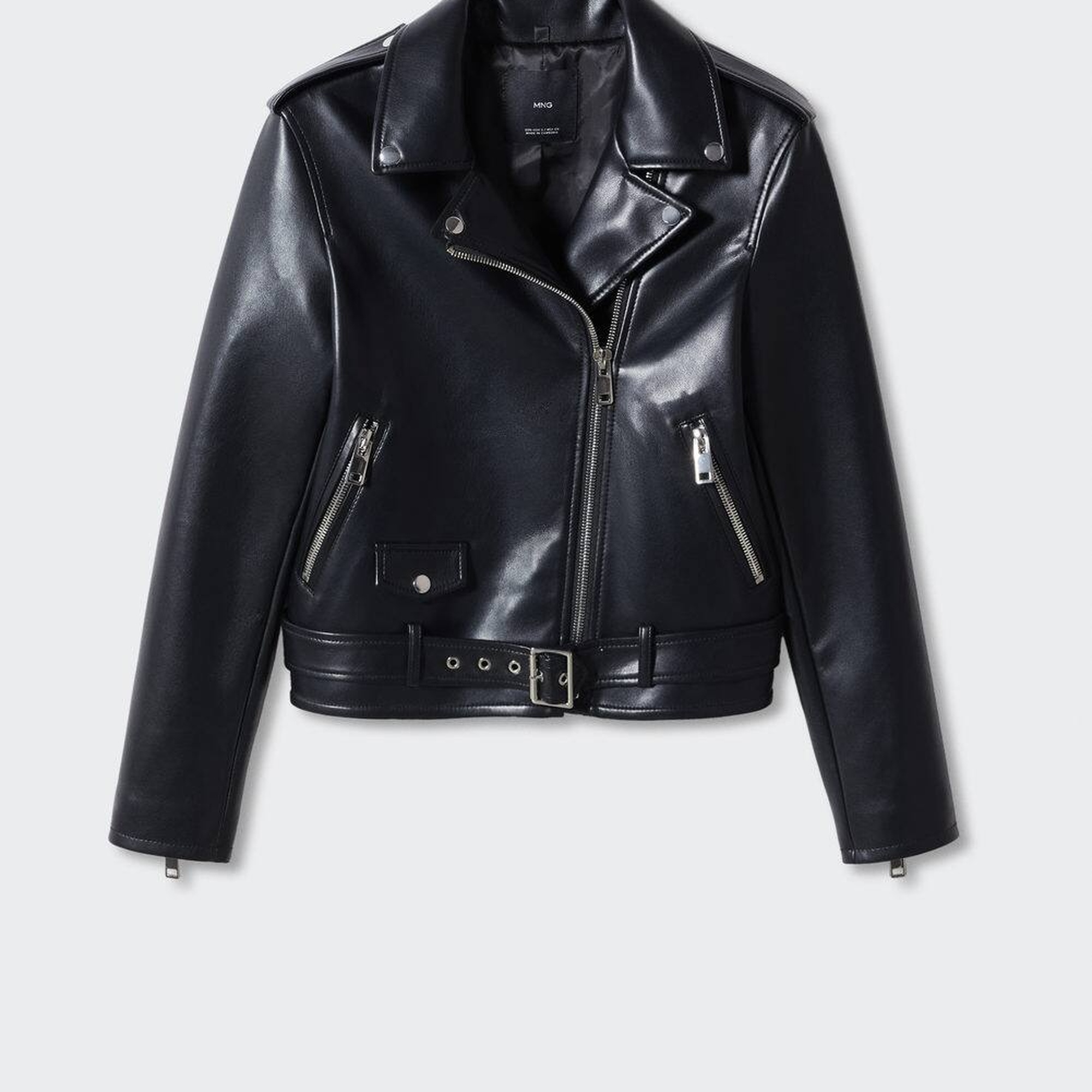 Mango Kadın Deri Görünümlü Biker Ceket Siyah