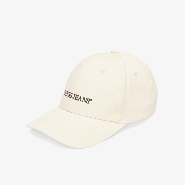  Guess 3D Embro Baseball Canvas Twill Erkek Krem Rengi Şapka