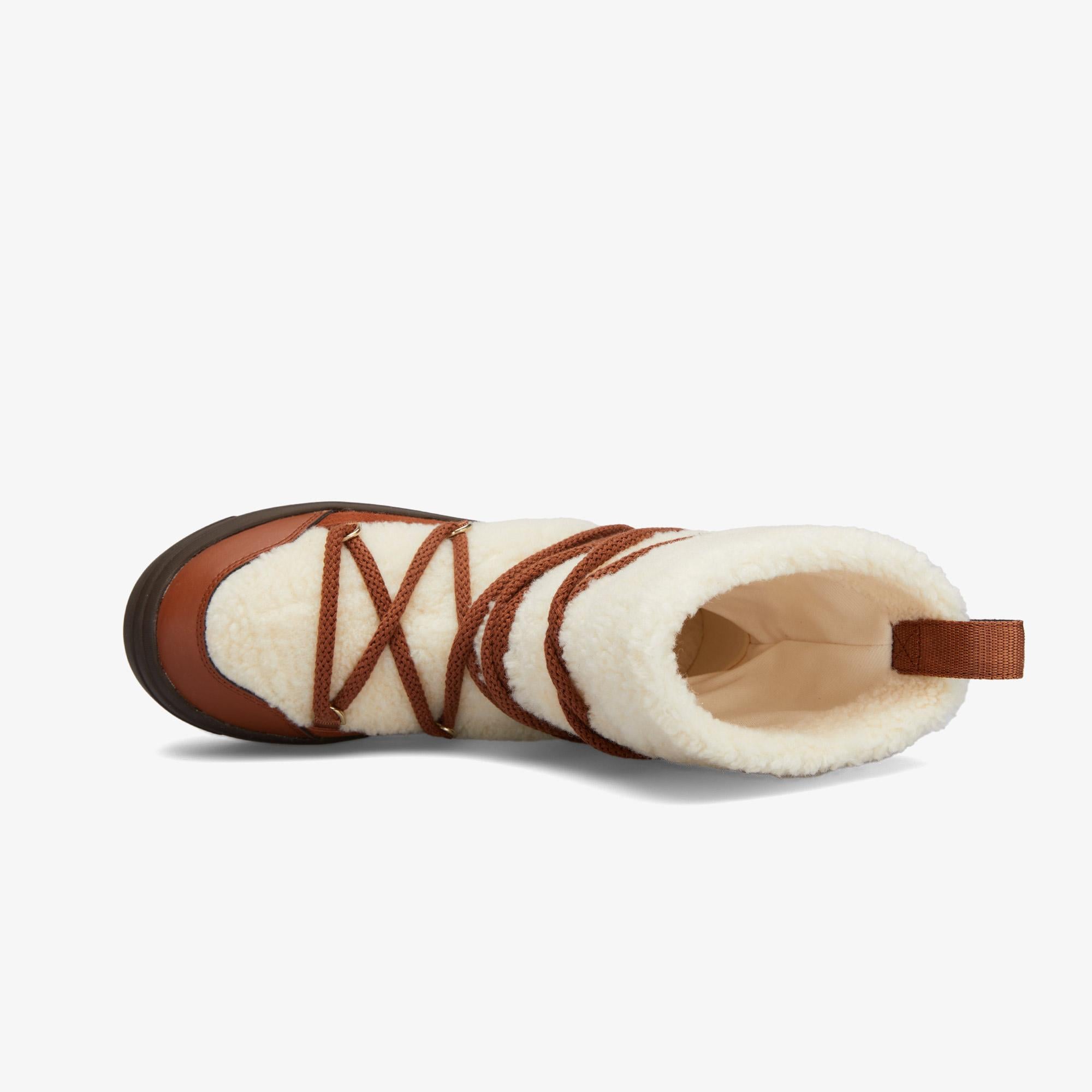 Tommy Hilfiger Lace-Up Faux Shearling Kadın Kahverengi Kar Botu