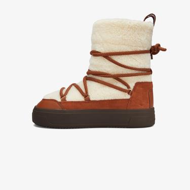  Tommy Hilfiger Lace-Up Faux Shearling Kadın Kahverengi Kar Botu