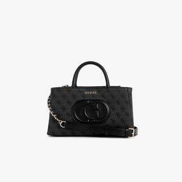  Guess Eco Erica 2 Comp Sat Eco Mietta Small Society Satchel Kadın Siyah El Çantası