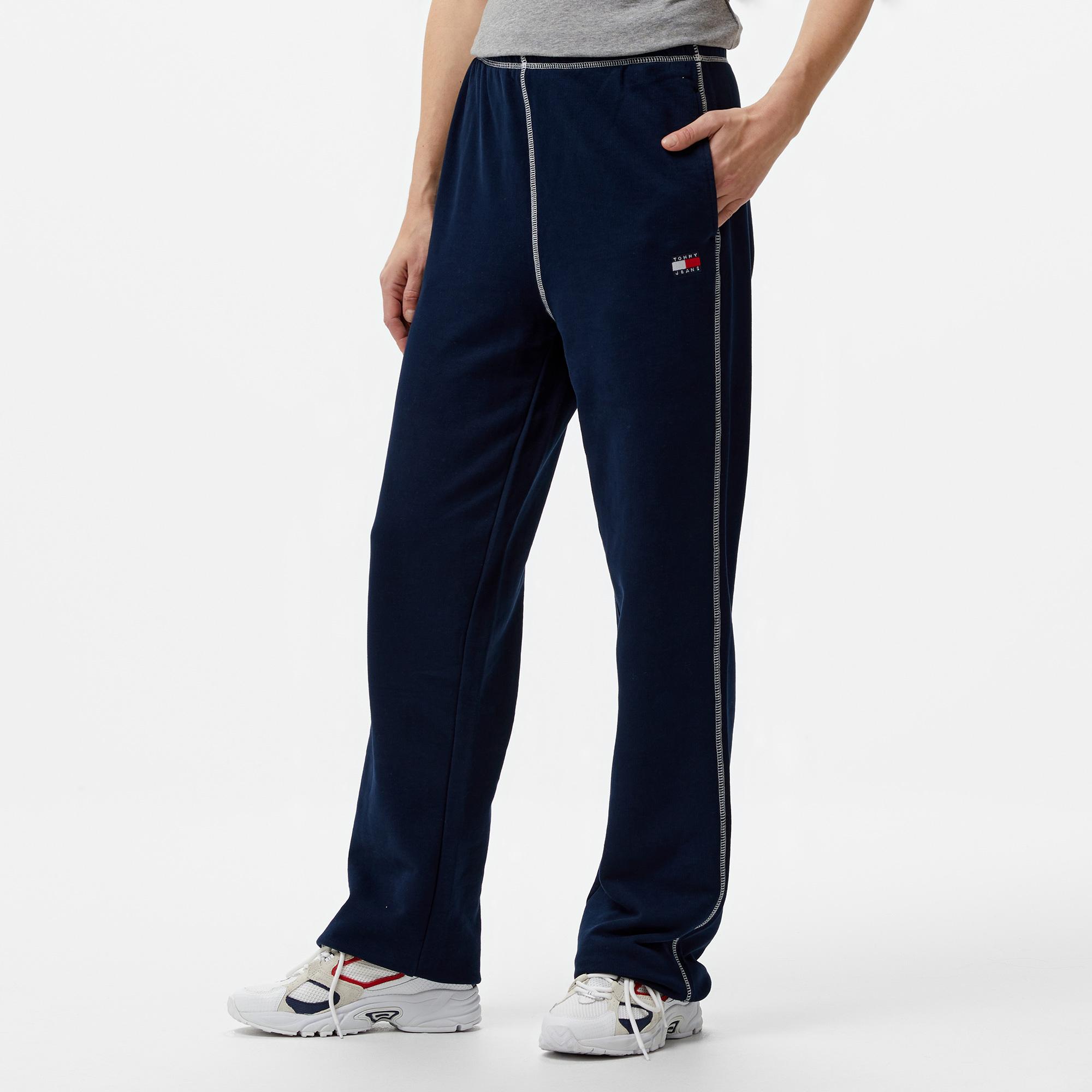 Tommy Jeans Topstitch Badge Kadın Mavi Eşofman Alti