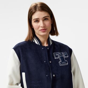  Tommy Jeans Letterman Kadın Mavi Ceket