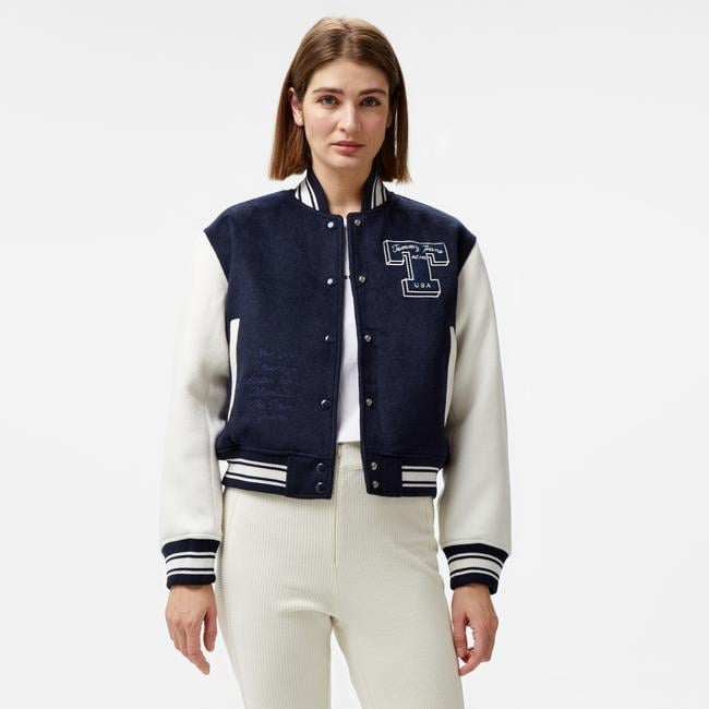  Tommy Jeans Letterman Kadın Mavi Ceket