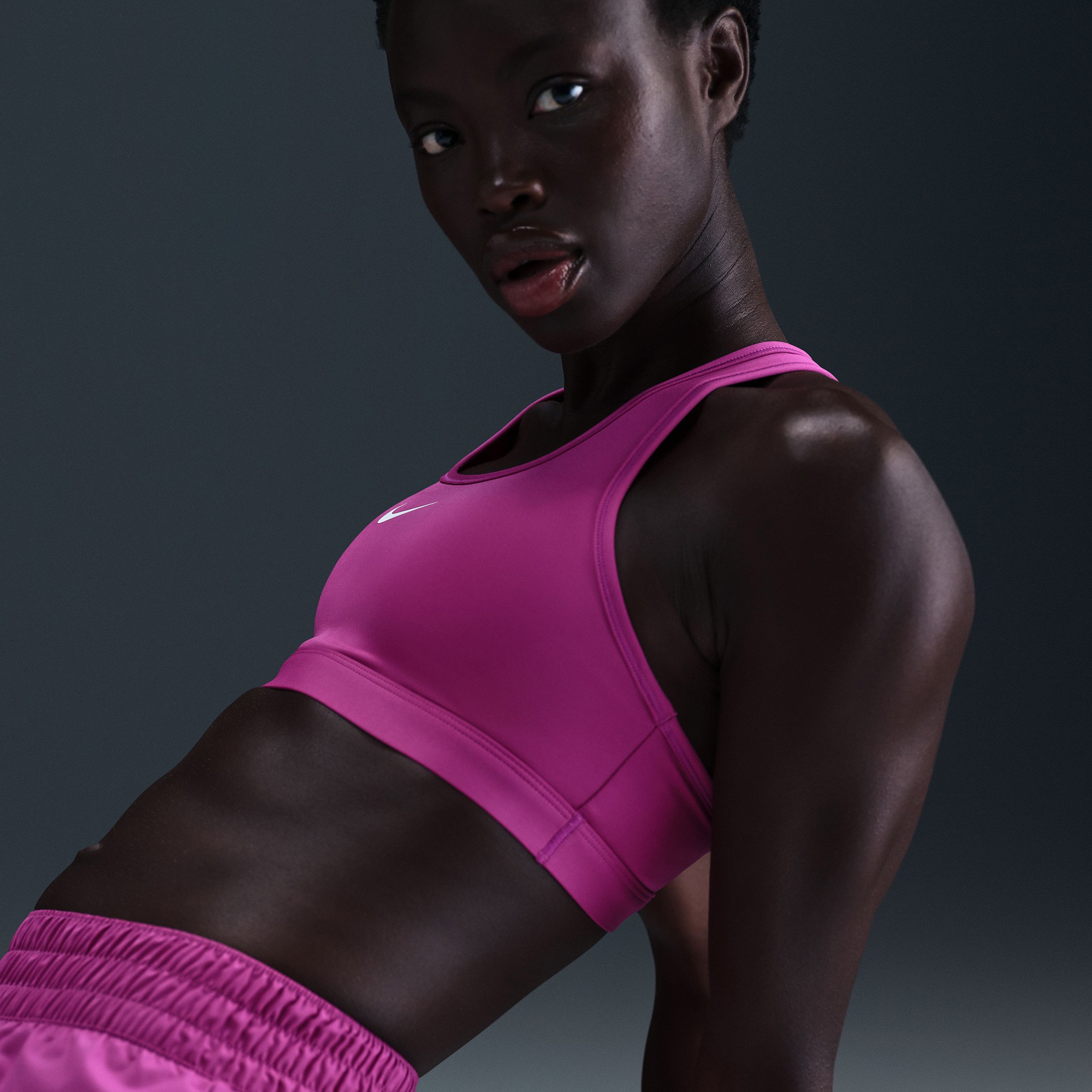 Nike Swoosh Medium Support Kadın Mor Bra