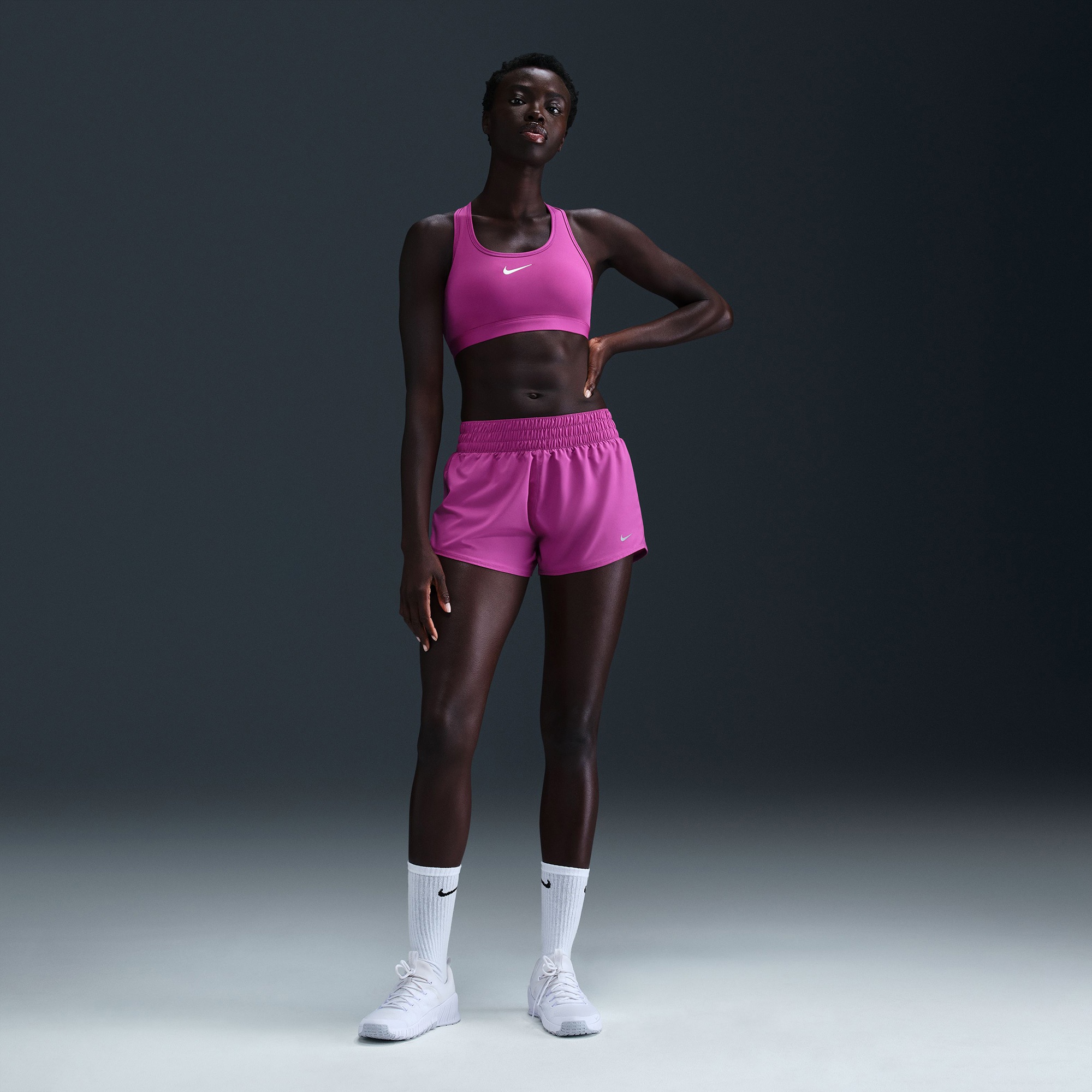 Nike Swoosh Medium Support Kadın Mor Bra