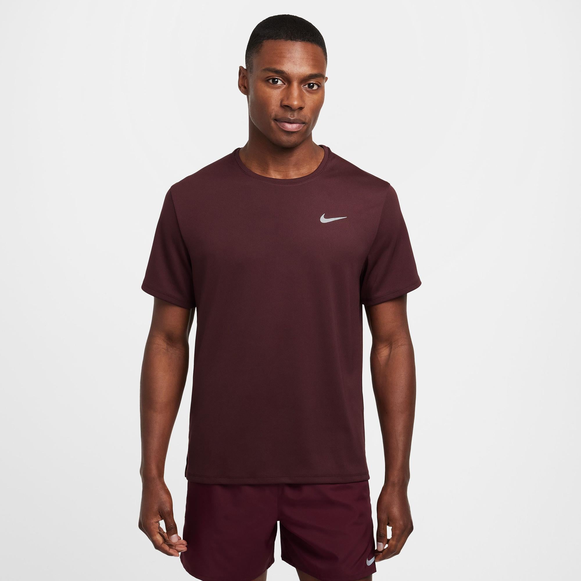 Nike Dri-Fit Miler Erkek Bordo T-Shirt