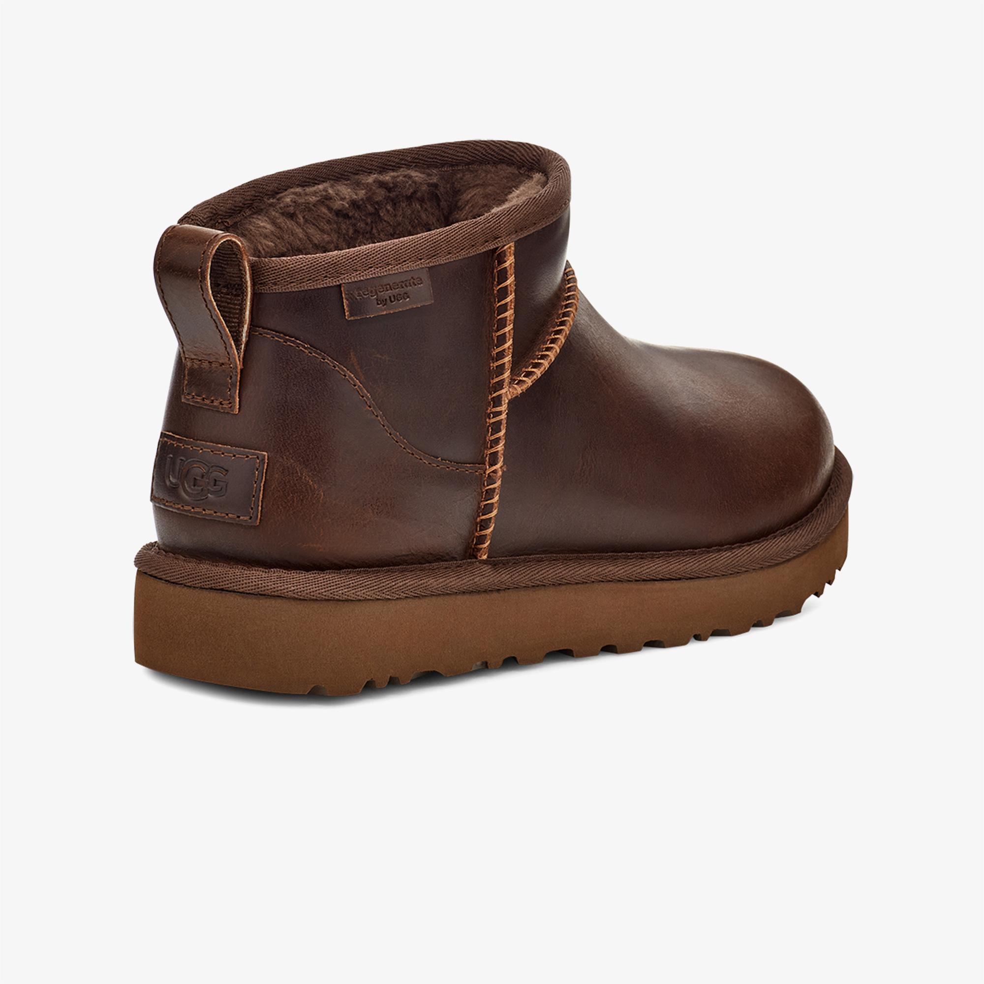 UGG Classic Ultra Mini Lthr Regen Kadın Kahverengi Bot