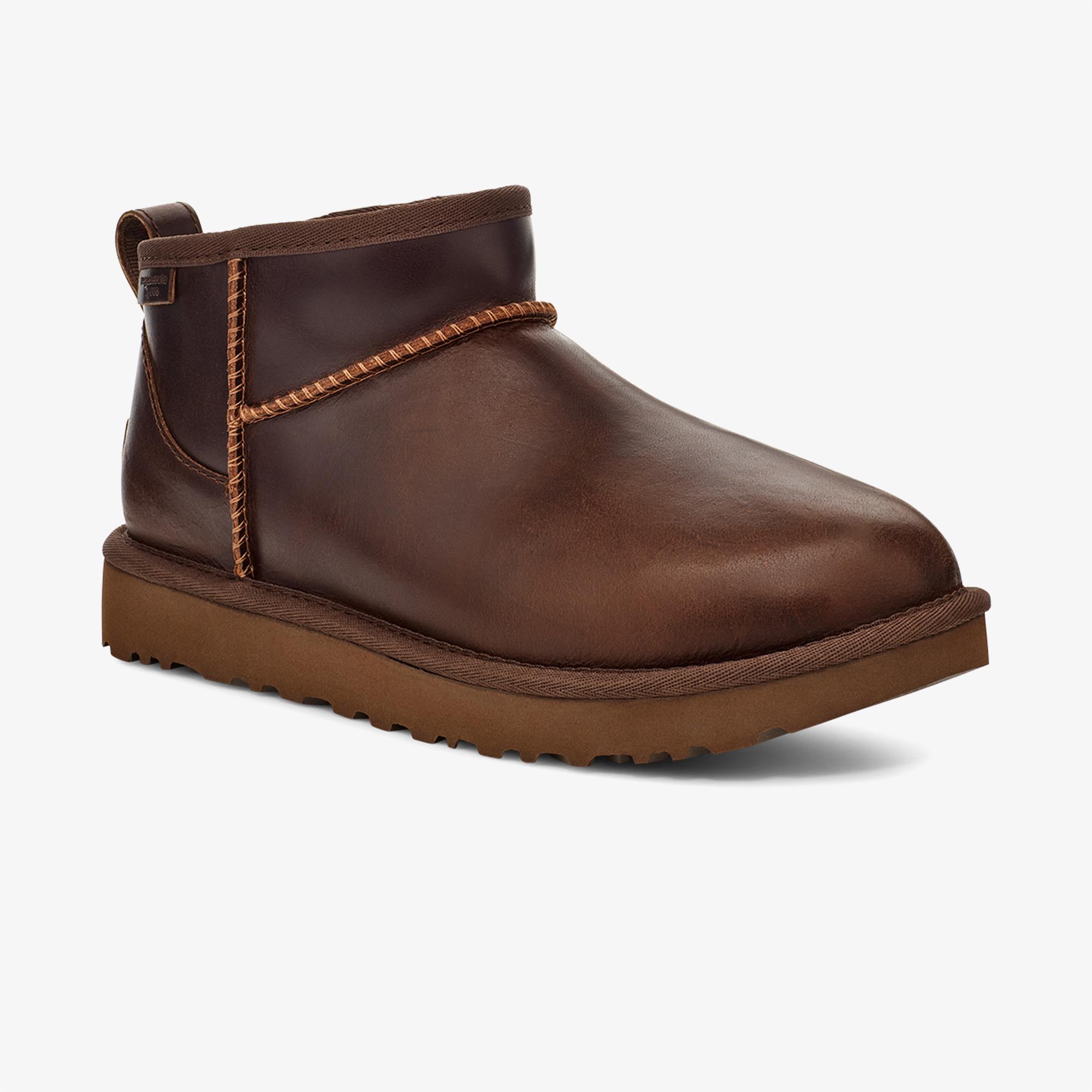 UGG Classic Ultra Mini Lthr Regen Kadın Kahverengi Bot