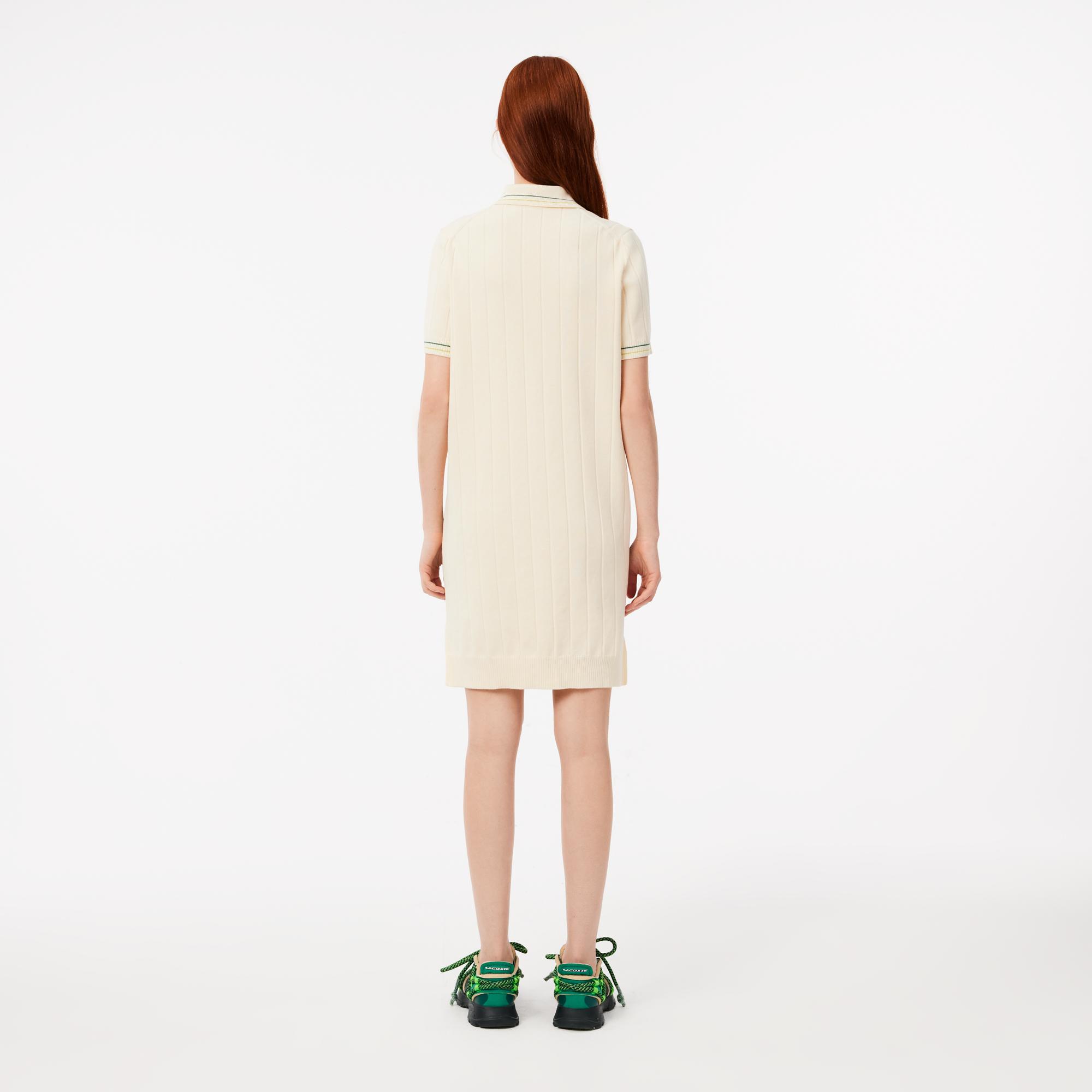 Kadın Regular Fit Kısa Kollu Polo Yaka Krem Elbise