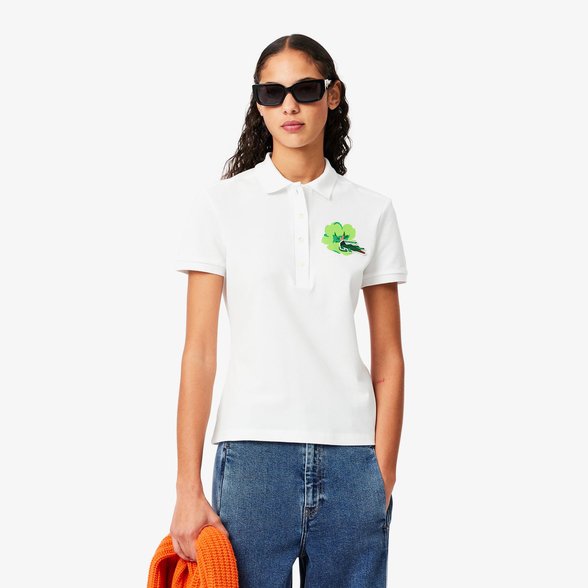 Kadın Slim Fit Beyaz Polo