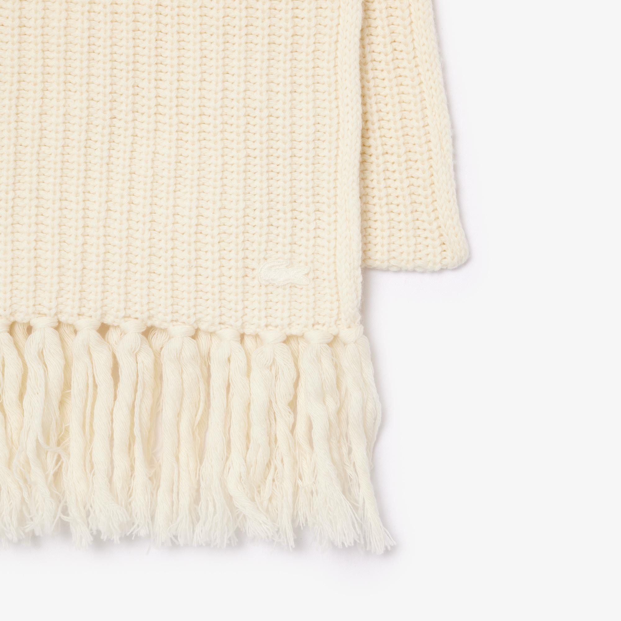 Kadın Beyaz Yün Atkı