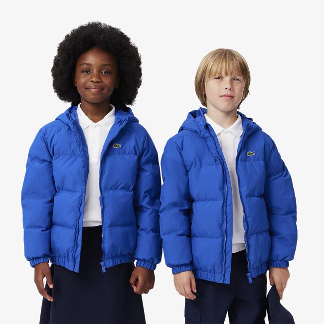  Lacoste Çocuk Kapüşonlu Mavi Şişme Mont