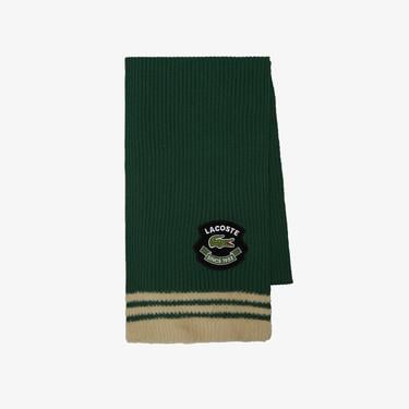  Unisex Renk Bloklu Koyu Yeşil Atkı