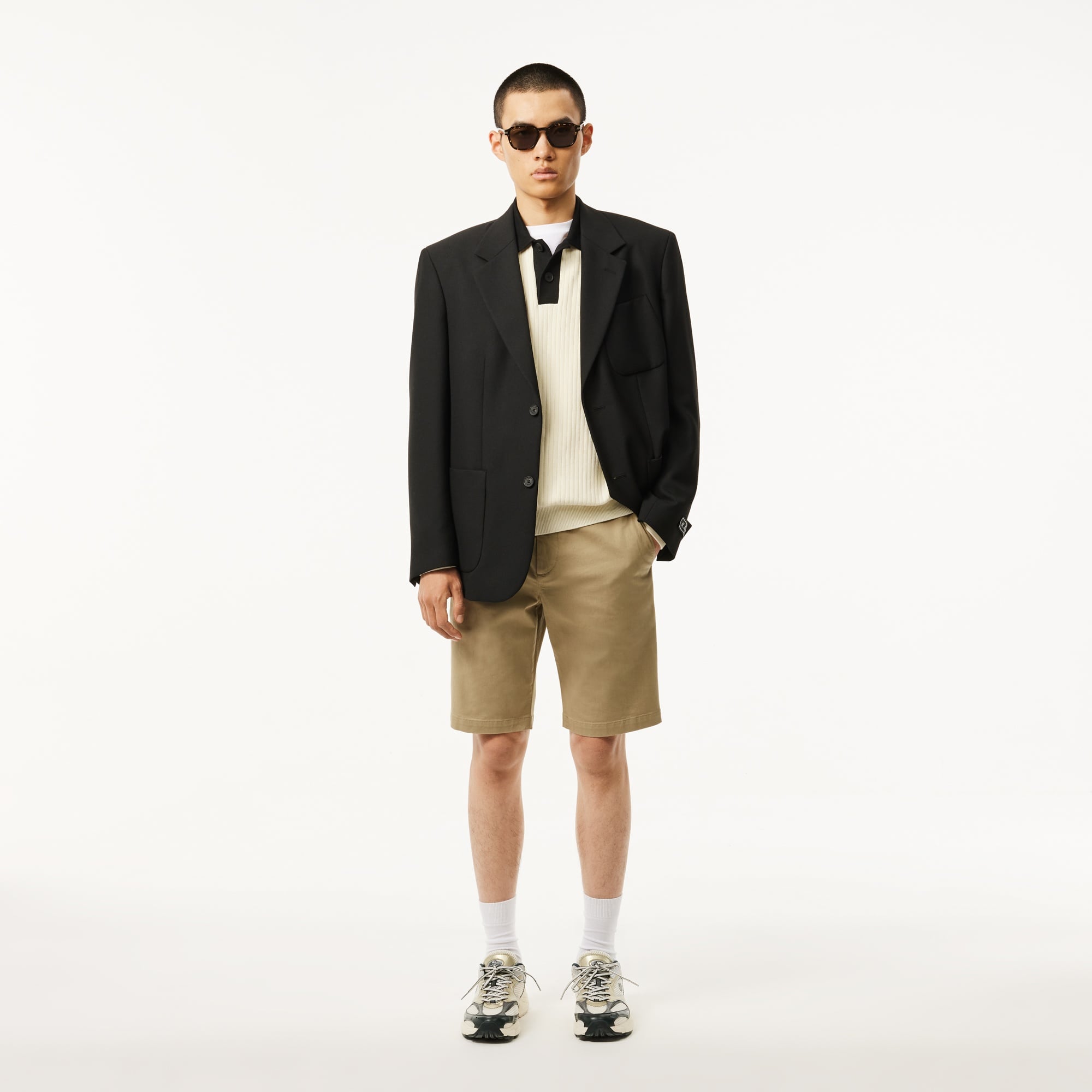 Erkek Relaxed Fit Polo Yaka Yün Krem Kazak