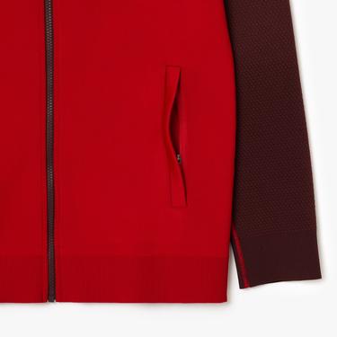  Novak Djokovic Erkek Regular Fit Fermuarlı Renk Bloklu Kırmızı Sweatshirt