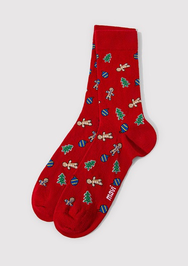  Mavi Yılbaşı Temalı Kırmızı Çorap 0911662-32421