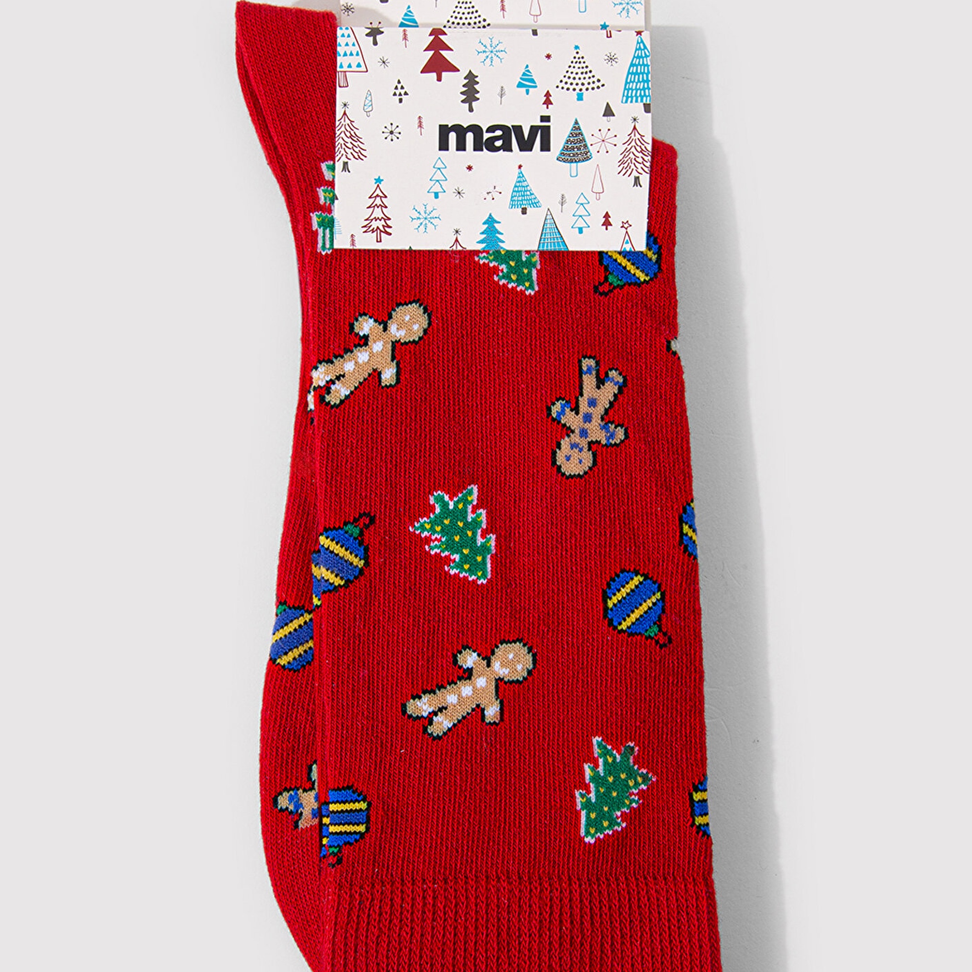 Mavi Yılbaşı Temalı Kırmızı Çorap 0911662-32421
