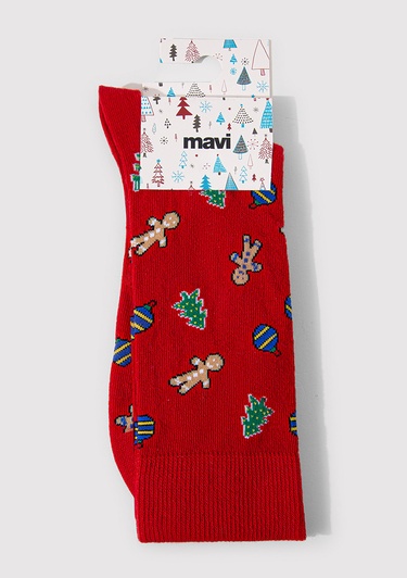 Mavi Yılbaşı Temalı Kırmızı Çorap 0911662-32421