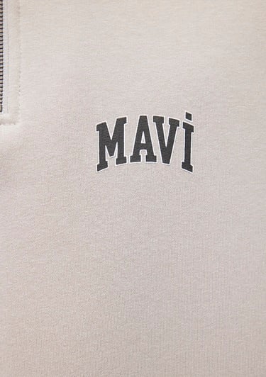  Mavi Mavi Logo Baskılı Yarı Fermuarlı Gri Sweatshirt 0S10208-70074