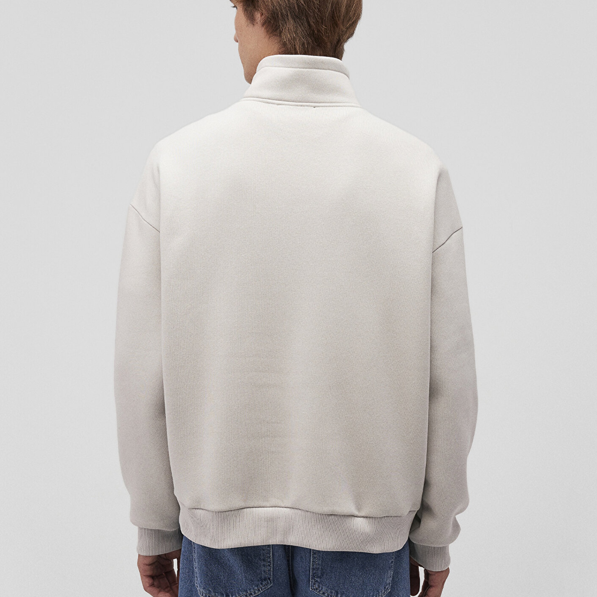 Mavi Mavi Logo Baskılı Yarı Fermuarlı Gri Sweatshirt 0S10208-70074