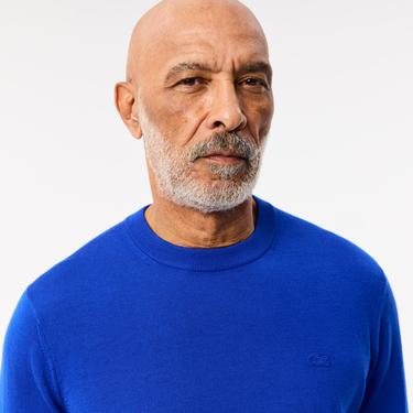  Erkek Regular Fit Bisiklet Yaka Yün Mavi Triko