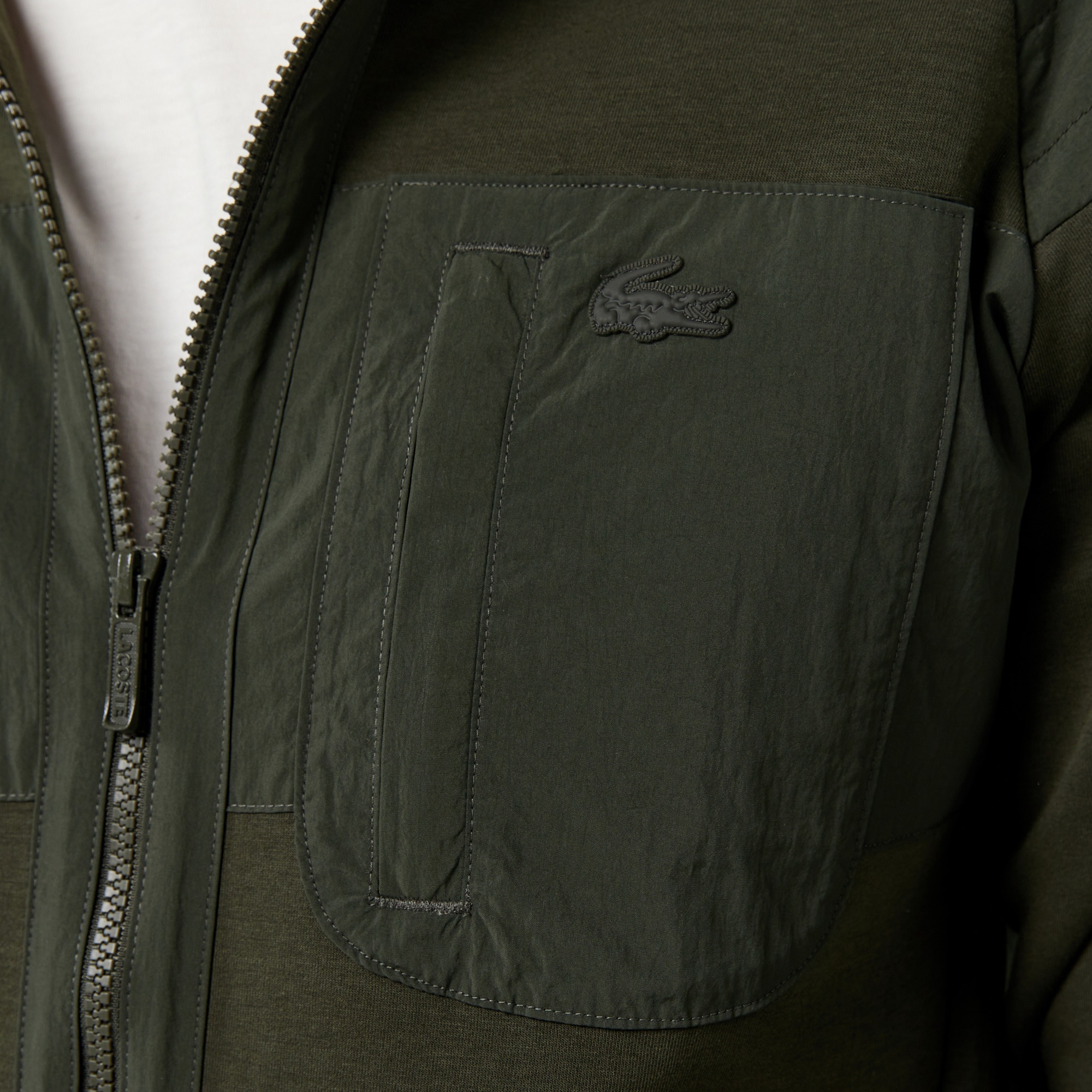 Erkek Regular Fit Fermuarlı Koyu Yeşil Sweatshirt