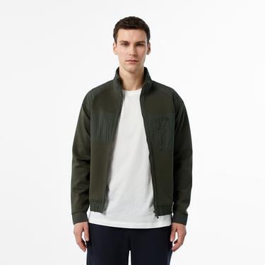  Erkek Regular Fit Fermuarlı Koyu Yeşil Sweatshirt