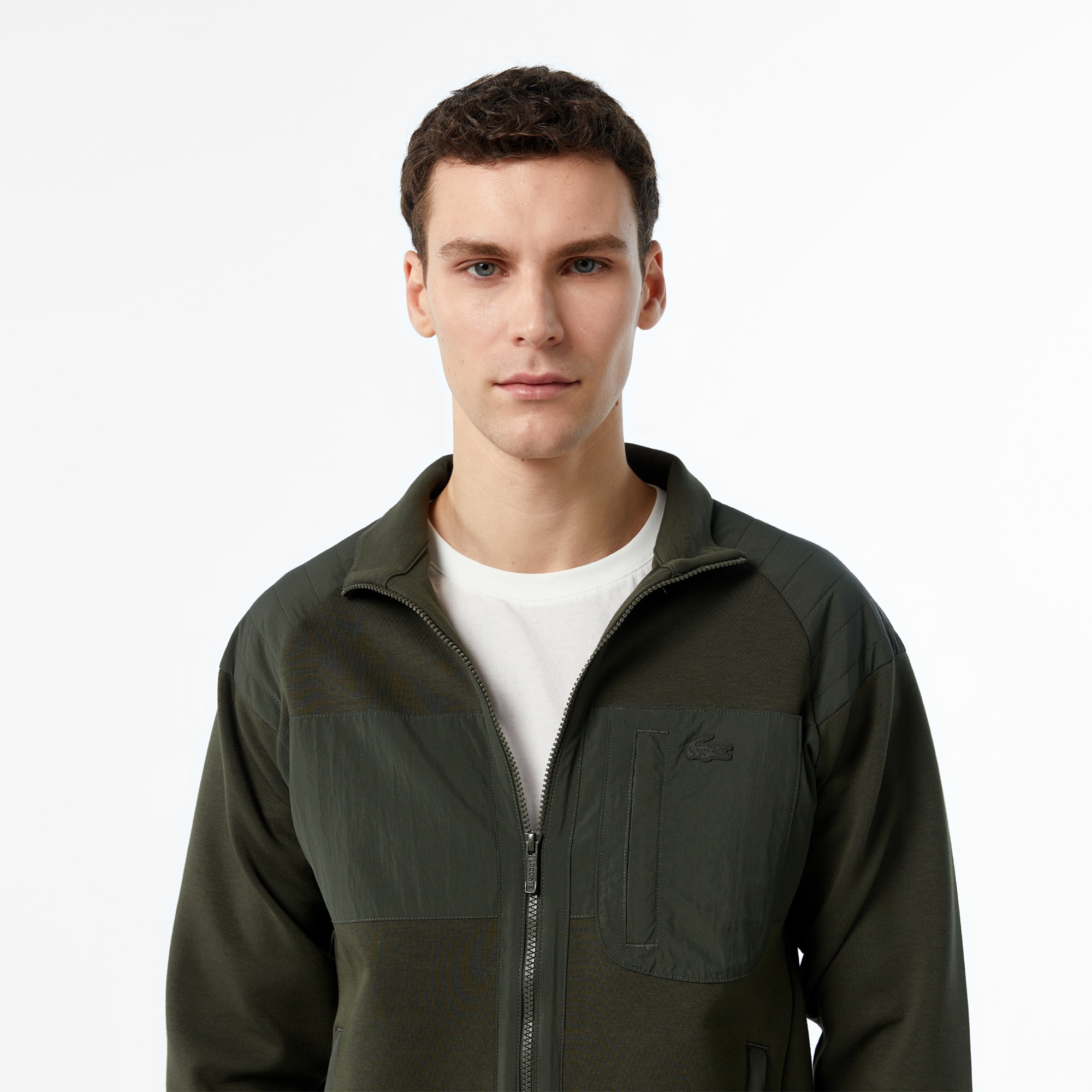 Erkek Regular Fit Fermuarlı Koyu Yeşil Sweatshirt