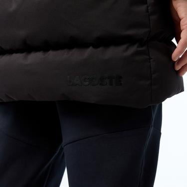  Erkek Kapüşonlu Siyah Şişme Mont