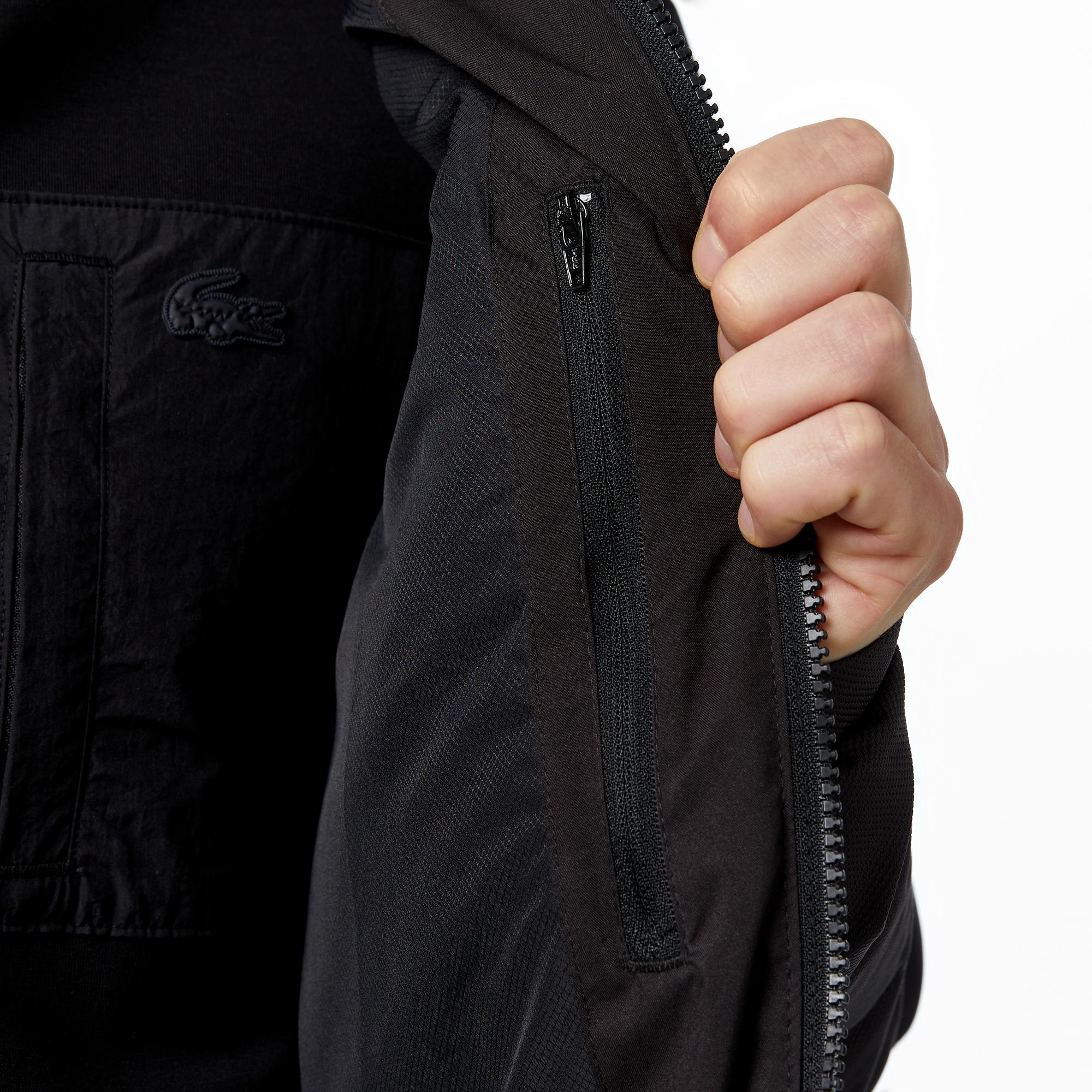 Erkek Kapüşonlu Siyah Şişme Mont