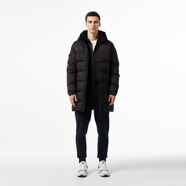  Erkek Kapüşonlu Siyah Şişme Mont