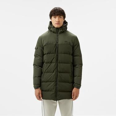  Erkek Kapüşonlu Koyu Yeşil Şişme Mont