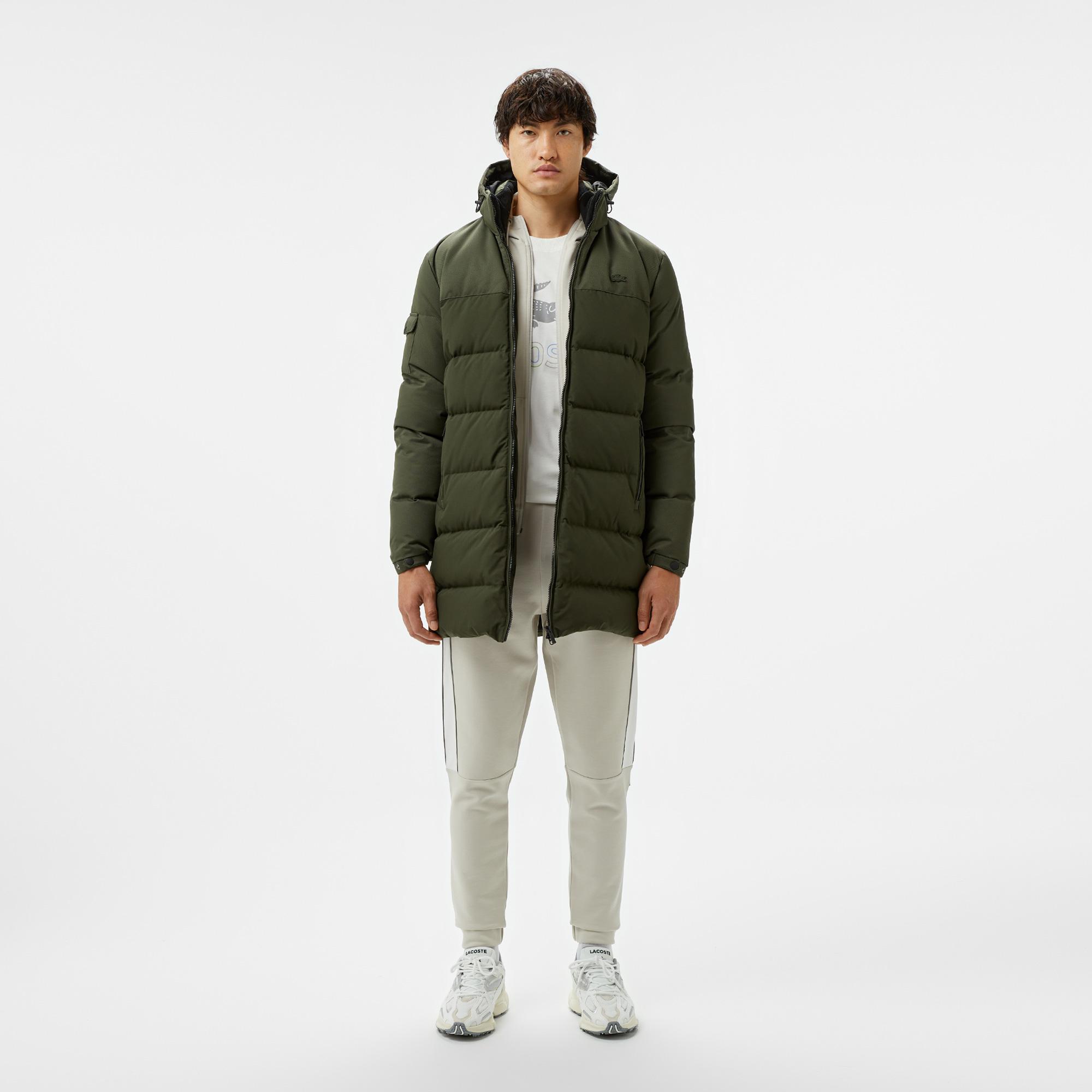 Erkek Kapüşonlu Koyu Yeşil Şişme Mont