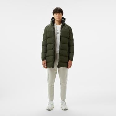  Erkek Kapüşonlu Koyu Yeşil Şişme Mont