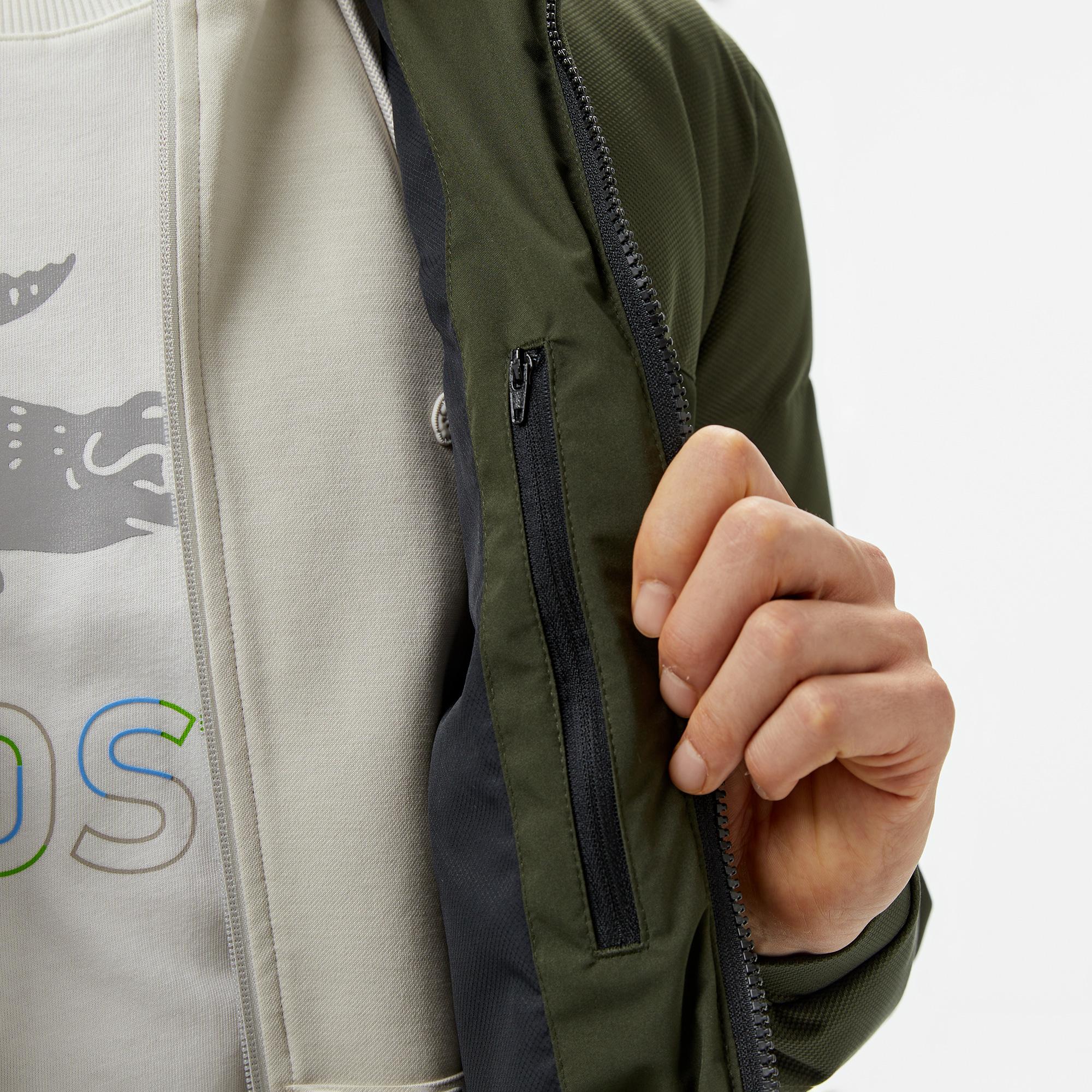 Erkek Kapüşonlu Koyu Yeşil Şişme Mont