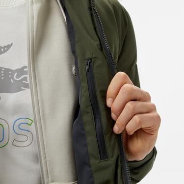  Erkek Kapüşonlu Koyu Yeşil Şişme Mont