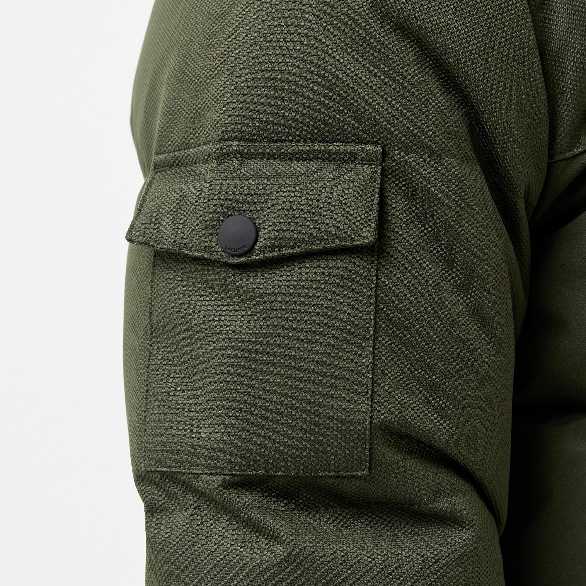 Erkek Kapüşonlu Koyu Yeşil Şişme Mont