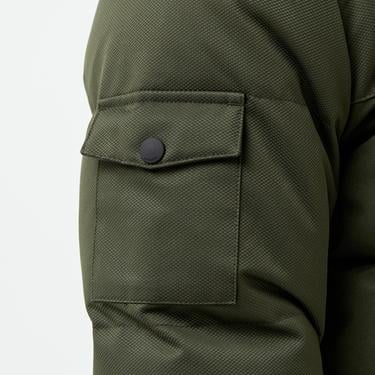  Erkek Kapüşonlu Koyu Yeşil Şişme Mont