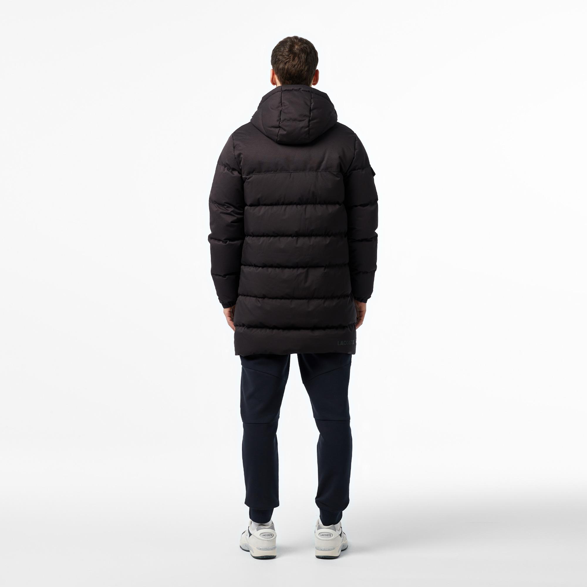 Erkek Kapüşonlu Siyah Şişme Mont