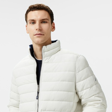  Nautica Erkek Krem & Lacivert Çift Taraflı Mont