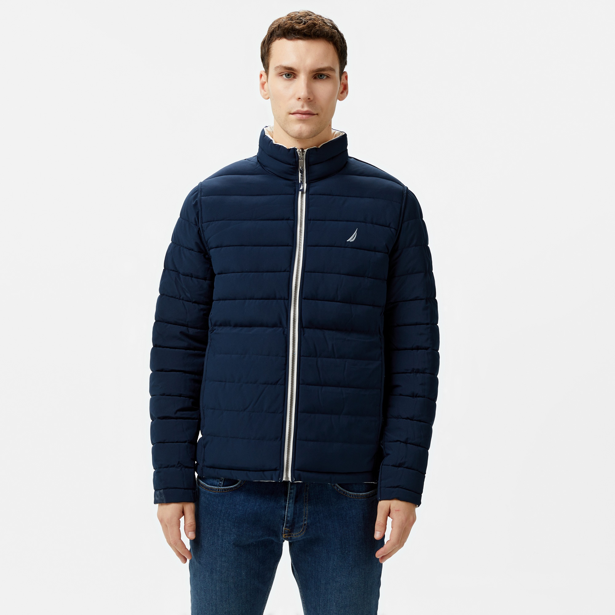 Nautica Erkek Krem & Lacivert Çift Taraflı Mont