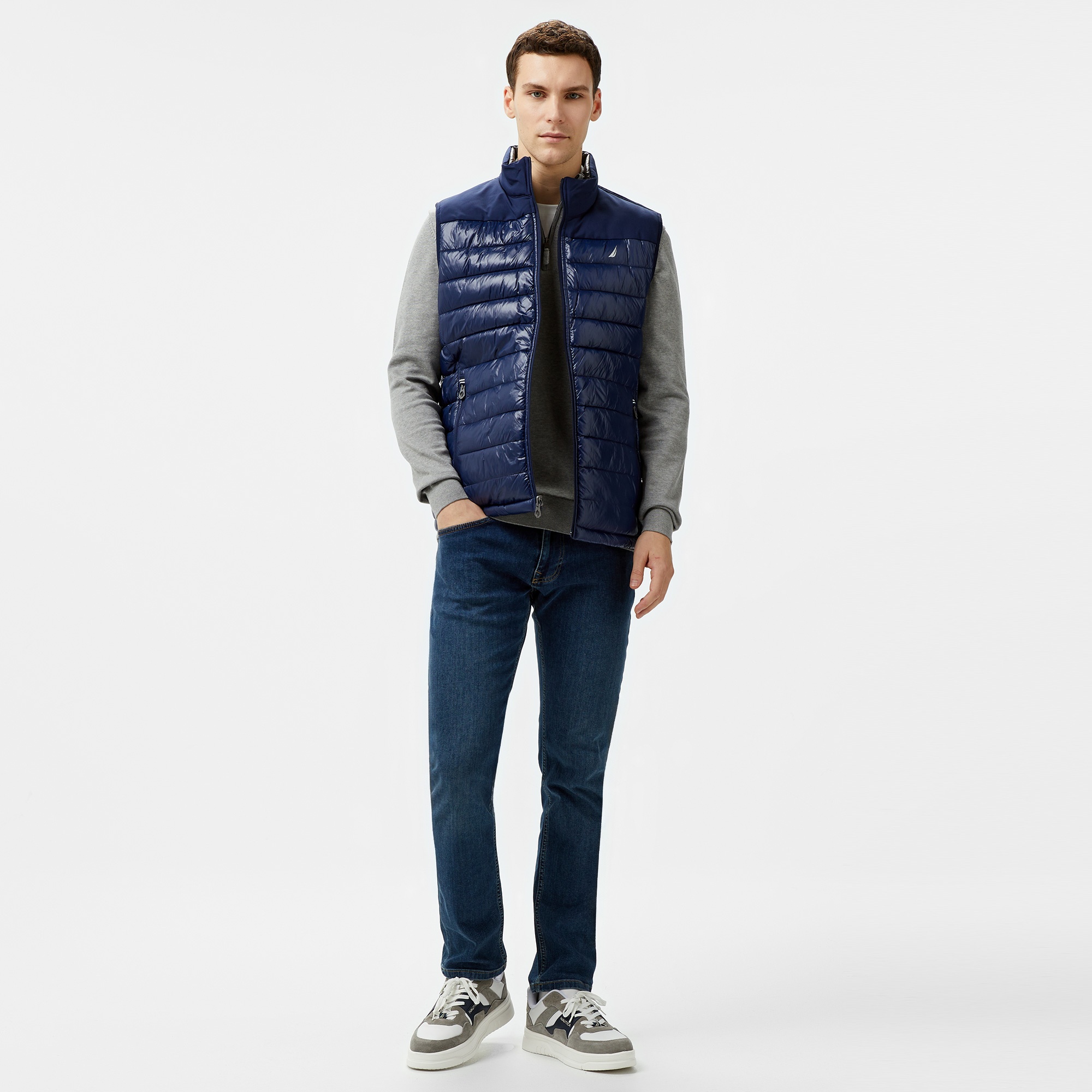 Nautica Erkek Lacivert & Gri Çift Taraflı Yelek