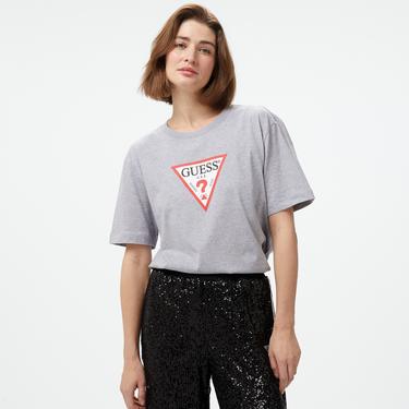 Guess Iconic Organic Cotton 160Gsm Kadın Mavi T-Shirt