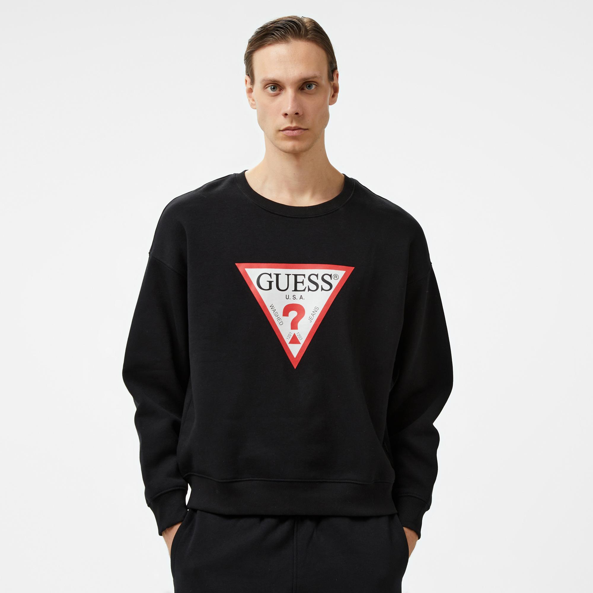 Guess Iconic Tria Organic 365 Erkek Siyah Sweatshirt